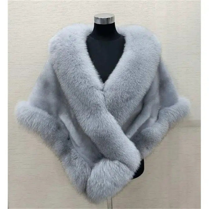White%20Fur%20Shawl%20Jacket%20Women's%202024%20Autumn%20Winter%20New%20Faux%20Mink%20Fox%20Fur%20Dress%20Cheongsam%20Cloak%20Coats%20Thicken%20Warm%20Short%20Outwear%20-%20Image%203