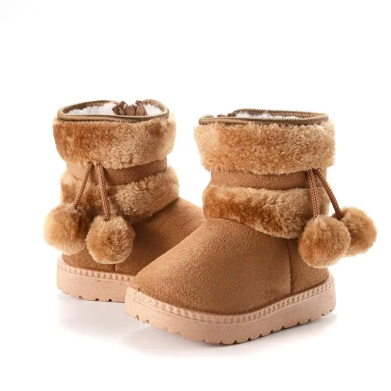Size 20- 35 New Winter Furry Girl High Top Baby Snow Boots with