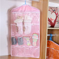 16 Pockets Clear Hanging Bag Socks Tie Bra Underwear Rack Hanger Storage Organizer Foldable Wardrobe Wall Door Back Hanging Bags. 