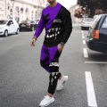 Tracksuit Set Men's Clothing 2 Pcs Summer Sports Suit 3d Print Smiley Casual Men Sets Outfits Long Sleeves T-shirt+Pants Male. 