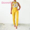 Ta Top Trousers Suit Bkless Tight Waist Ladies Summer Suit. 