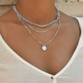 Aesthetic Vintage Necklace for Women Layered One Piece Pendant Jewelry Chain on the Neck Clothing Accessories Gift to Girlfriend. 