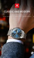 "Olevs 5535S Silver Stainless Steel Analog Wrist Watch For Men - RoyalBlue & Silver ". 