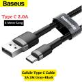 Baseus Cafule 2 Meter USB Type C Cable 2A QC 3.0 Nylon Braided. 