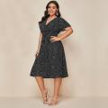 DOIB Women Plus Size Dress Gree White Polka Dot V Neck Sashes Large Size Dress 2020 Summer Split Oversize Female Dress 4XL. 