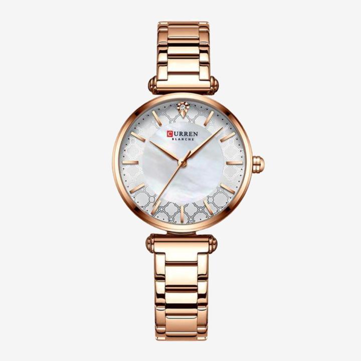 CURREN 9072 Watches for Women Luxury Brand CURREN Elegant Thin Quartz Wrist watch - Rose Gold , White