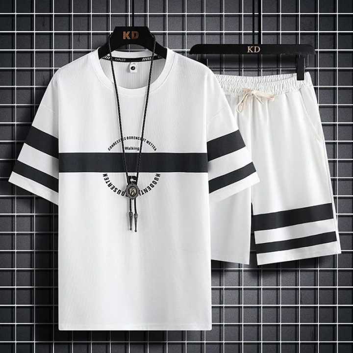 White  Combo T-Shirts & Pants for Men