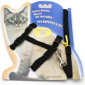 Cat harness belt and Leash Strong Nylon Black Rope Adjustable Kitten Collar. 