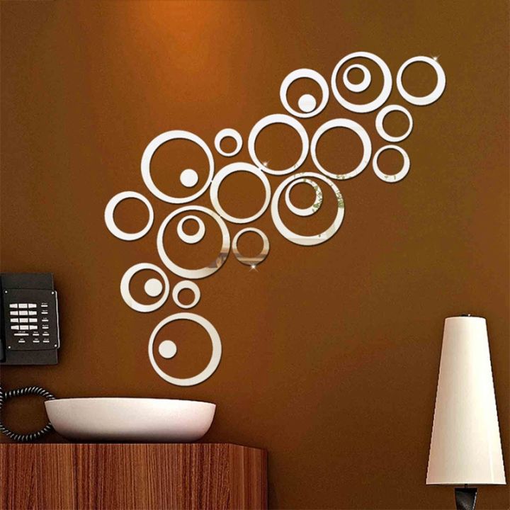 24Pcs%20DIY%203D%20Circle%20Mirror%20Wall%20Sticker%20Crystal%20Mural%20Decal%20Home%20Decor%20-%20Image%208