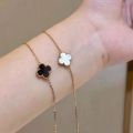 Leaf Clover Jewelry Bracelet for Women Lucky Four-leaf Design Gold Plated Silver Color Wrist Accessory.