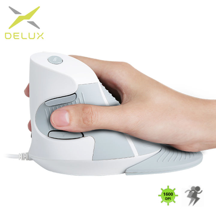 Delux M618BU White Wired Ergonomic Vertical Mouse 1600 DPI 6 Buttons ...