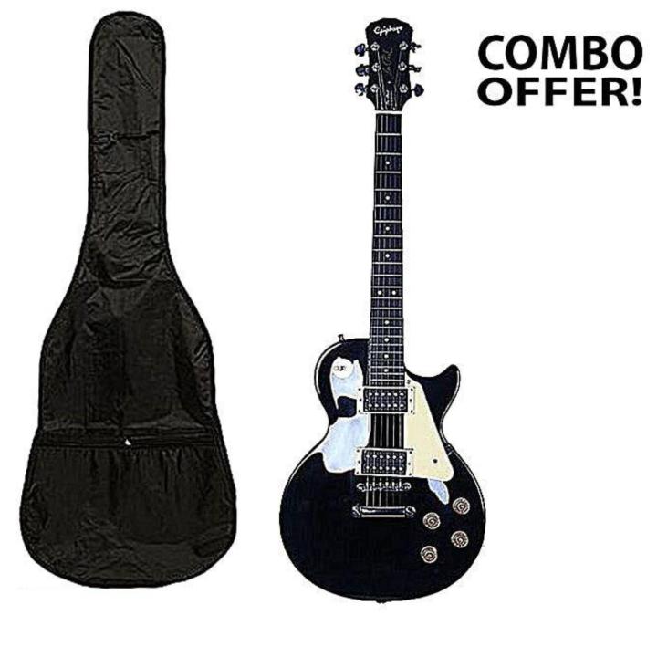 Combo of Epiphone Les Paul Standard Electric Guitar and Gig Bag Case Backpack - Black