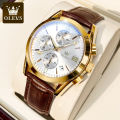 Ole-vs 2872 Brown PU Leather Chronograph Fashion Wrist Watch For Men - Watch For Men.