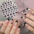 Black White Star Y2K Nail Art Stickers Metallic Silver Star Nail Decals Hologram Nail Seals Korean Style Manicure Deco LEBSO-167.