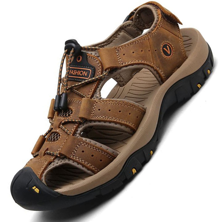 2023 Leather Men Shoes Summer New Large Size Men's Sandals Men Sandals Fashion Sandals Slippers Big Size 38-47 BunnyGarden