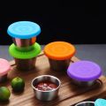 Stainless Steel Condiment Containers With Leakproof Silicone Lids Kids Sauce Dipping Cups Mini Dips Food Storage For Lunch Box Picnic Travel Bento Sauce Container. 