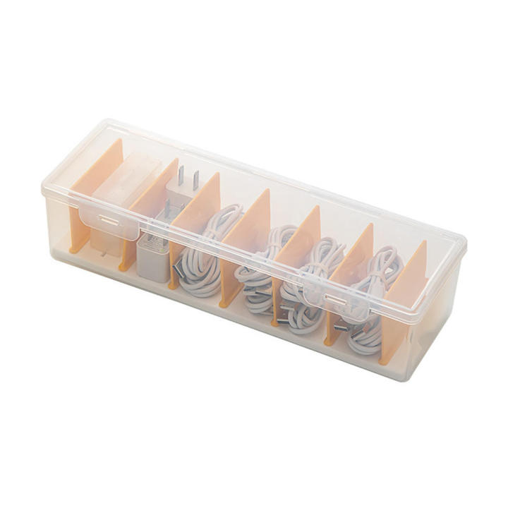 Flip%20top%20Cable%20organizer%20Lightweight%20Transparent%20cover%20Grid%20layout%20Storage%20box%20Plastic%20material%20Drawer%20design%20Headphone%20holder%20-%20Image%205