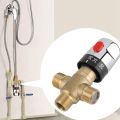 JAEEE Thermostatic Mixing Valve Solid Brass G1/2 for Shower System Water Temperature Control Pipe Basin Thermostat Control.