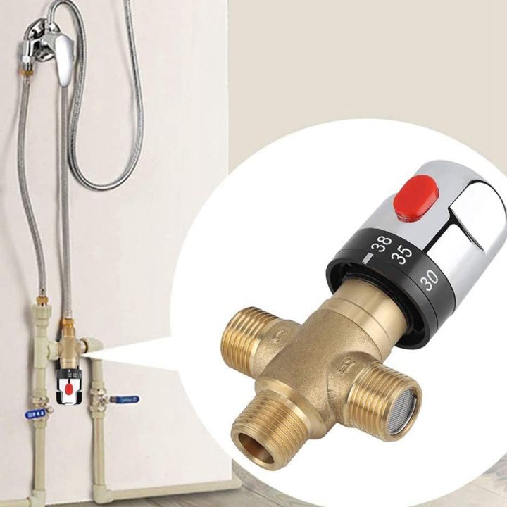 JAEEE%20Thermostatic%20Mixing%20Valve%20Solid%20Brass%20G1/2%20for%20Shower%20System%20Water%20Temperature%20Control%20Pipe%20Basin%20Thermostat%20Control%20-%20Image%202
