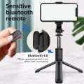Q07 Selfie Stick Foldable Mini Tripod with Fill Light Bluetooth Remote Shutter Retractable Rod for Phone (100cm) - Selfie Stick.