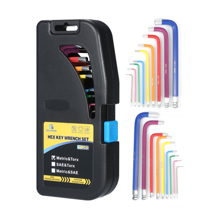 18PCS%20Ball%20End%20Hex%20Key%20Wrench%20Set%20Multicolor%20Long%20Arm%20Metric%20&%20SAE%20Wrenches%20Industrial%20Grade%20Chrome%20Vanadium%20Steel%20Hex%20Key%20Allen%20Wrench%20with%20Holding%20Case%20-%20Image%205