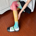 【Wireless】 Tights Women Stockings Pantyhose Rainbow Socks Thin Personalized Stripes Colorful Spring Autumn Gradient Pantyhose Party Socks. 