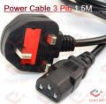 Power Cable 3 Pin 1.5M For Desktop, Laptop, Monitor, Printer. 