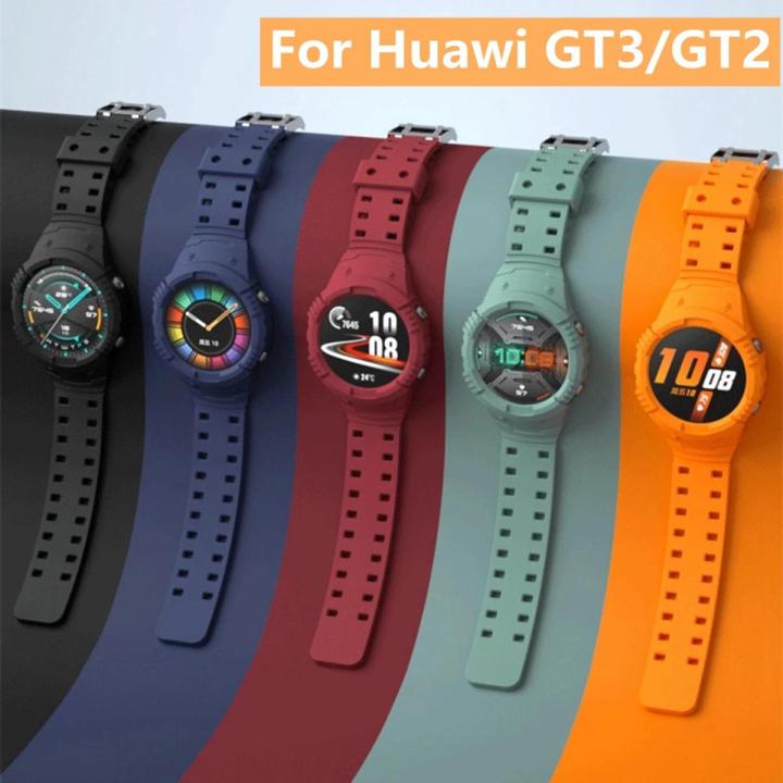 Silicone Strap + Cover For Huawei Watch GT3 GT2 42MM 46MM GT2E Bracelet Watch Band Case For Huavei GT 3 2 42 46 MM 2E GT2 Pro