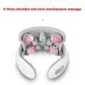 Smart Neck Massager Electric Vibration Pulse Cervical Massager Rechargeable Heating Voice Neck Back Massage Pain Relief Relax.