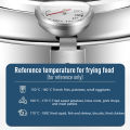 Deep Fryer Pot Tempura Frying Pan 304 Stainless Steel Flat Bottom Japanese Style Cookware W/Lid & Temperature Control Thermometer.