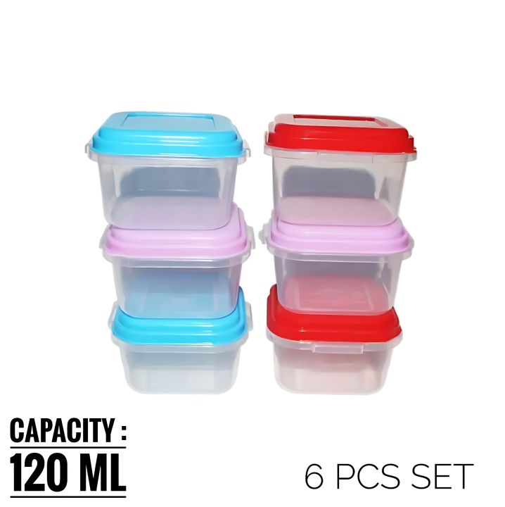 6 Pcs Square Shaped Plastic Mini Box Bengal With Lid - 120 Ml - Organize Small Items In These Square-Shaped Plastic Mini Boxes With Lids