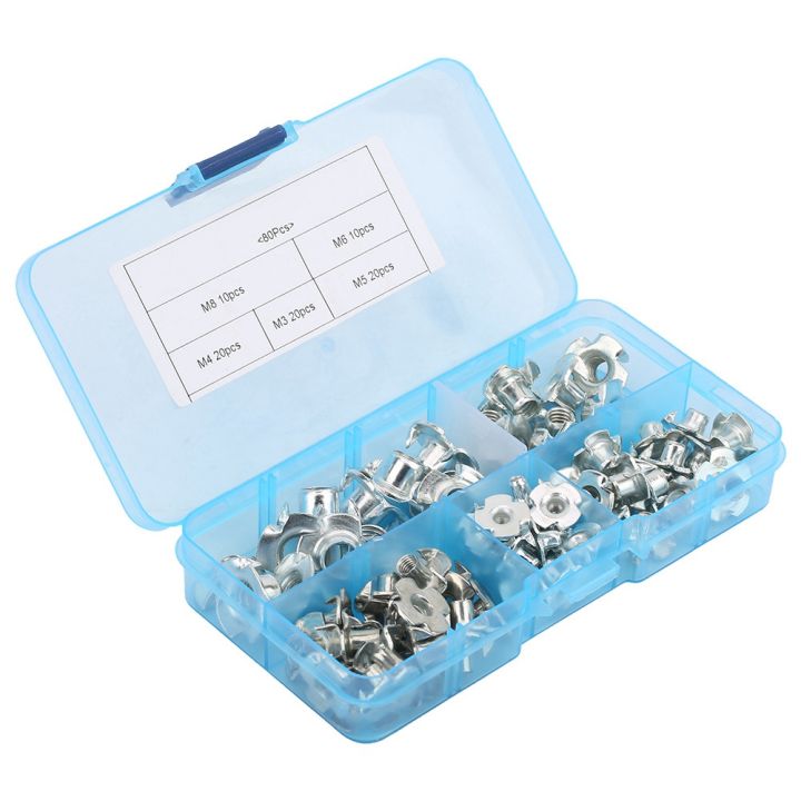 80pcs%20Tee%20Nuts%20Kits%20Zinc-plated%20Carbon%20Steel%20T%20Nut%20Four-Pronged%20M3/4/5/6%20NEW%20-%20Image%207