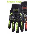 Motorcycle Hand Gloves Suomy. Full Finger Protective Gloves With Touch Screen. Green - Hand Gloves For Bike. 