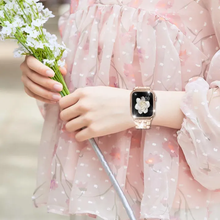 New-%20xDfind%20Bling%20Diamond%20Jewelry%20Metal%20Watch%20Band%20with%20Case%20For%20Apple%20Watch%20Series%2038mm%20-%20Image%207