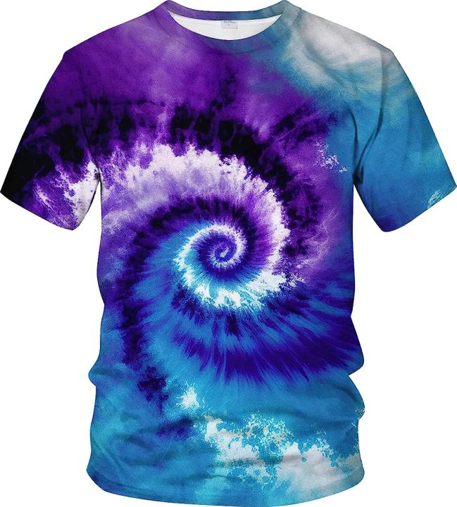 Srcnhim Men's Psychedelic Colorful The Eye of God Rainbow 3D Printing Tie-Dye T-Shirt Tee