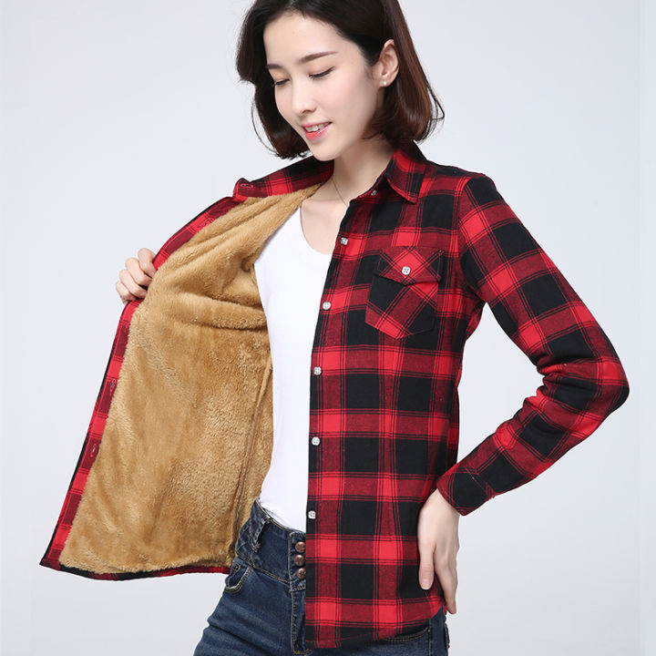 2023%20Winter%20New%20Plus%20Thick%20Women's%20Warm%20Plaid%20Shirt%20Coat%20Lady%20Casual%20Fleece%20Velvet%20Jacket%20Tops%20Hot%20Women%20Clothes%20Outerwear%20-%20Image%204