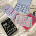 Rose red /Black/Light Blue/Light Purple Contact lens case Convenient 6 boxes Plastic Portable storage 150*92*19mm Eye care kit. 