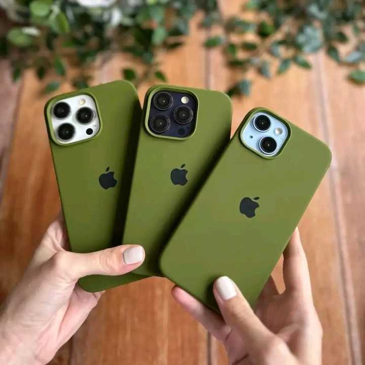 For Apple Iphone 14 / Iphone 14 Plus / Iphone 14 Pro / Iphone 14 Pro Max Luxury Silicone Protect Back Cover Soft Case - Camera (Olive Colour)