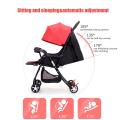 4 Wheel Ultralight Folding Baby Travel Stroller Trolley Stroller Safety Carriage Newborn Stroller - Red.