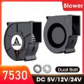 1PCS Gdstime 7530 DC 5V 12V 24V 2Pin USB Ball/Sleeve 75mm 75x30mm Turbo Blower Fan Computer PC Brushless Cooling Centrifugal Fan.