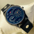 New Leather Analog Sports Watch for Men -  with a round shape and a pu leather strap with men's standard size. 