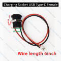 USB Type-C Charging Female Socket Type-C Waterproof Female Connector Jack with M11 nut snap lock plate.