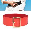 Women's Stretch Belt Metal Buckle Women Wide Waist Belt for Dress Coat Women Red.