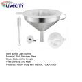 Oil Transferring Funnel Stainless Steel Funnel Set with Fine Mesh Filter Cleaning Brush Kitchen Supplies for Liquid Transfer.