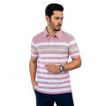 Richman Cotton Pink Color Stripe Polo For Men. 