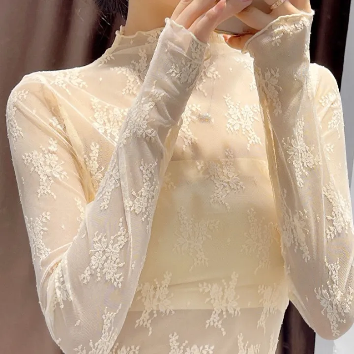 Women%20T%20Shirt%20See%20Through%20Transparent%20Mesh%20Tops%20Long%20Sleeve%20Sheer%20Slim%20Ladies%20Turtleneck%20Bright%20Silk%20T-Shirt%20Lace%20Crop%20Top%20-%20Image%207
