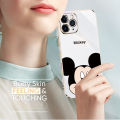 Hontinga for Samsung Galaxy A13 4G Back Cover + Free Lanyard Luxury 6D Plating Cartoon Cute Mouse Side Pattern Case Soft Silicone Square Phone Cases.