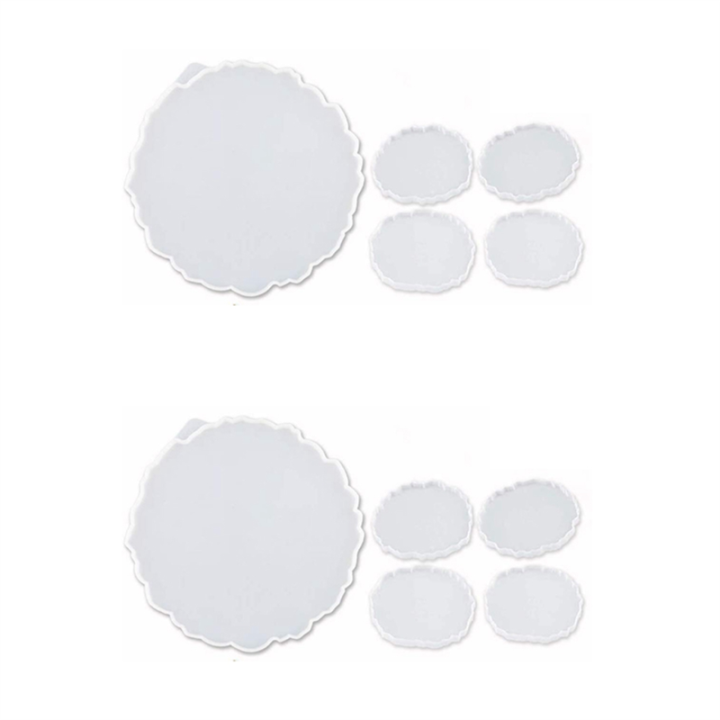 PDTYMWNG Silicone Resin , 2 Pcs Resin Tray Mold + 8 Pcs Coaster , Tray , Tray and Coaster Epoxy Set