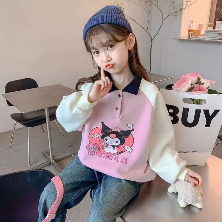 MIDDLE%20AND%20LARGE%20CHILDREN'S%20TOPS%20TIDE%20GIRLS%20SWEATSHIRT%20SPRING%20AND%20AUTUMN%20CLOTHES%202023%20NEW%20FOREIGN%20STYLE%20KULOMI%20CHILDREN'S%20LITTLE%20GIRLS%20POLO%20NECK%20-%20Image%204