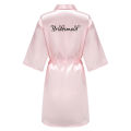 【Seasonal Sale】 New Bride Bridesmaid Robe With Black Letters Mother Sister of the Bride Wedding Gift Bathrobe Kimono Satin Robes SP005. 